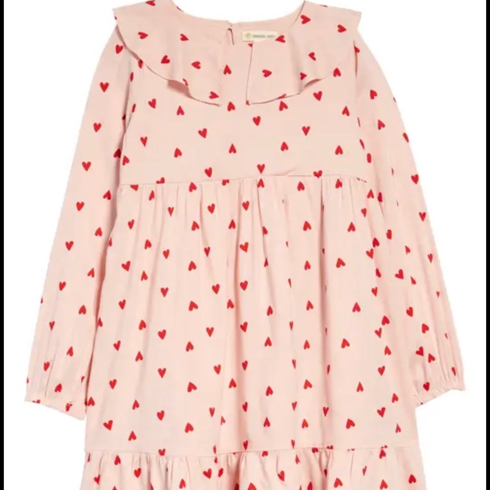 Kids' Ruffle Neck Dress In Pink English Fitful Hearts